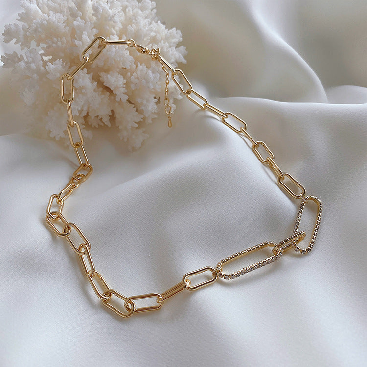 Cold Wind Zircon Metal Chain Necklace